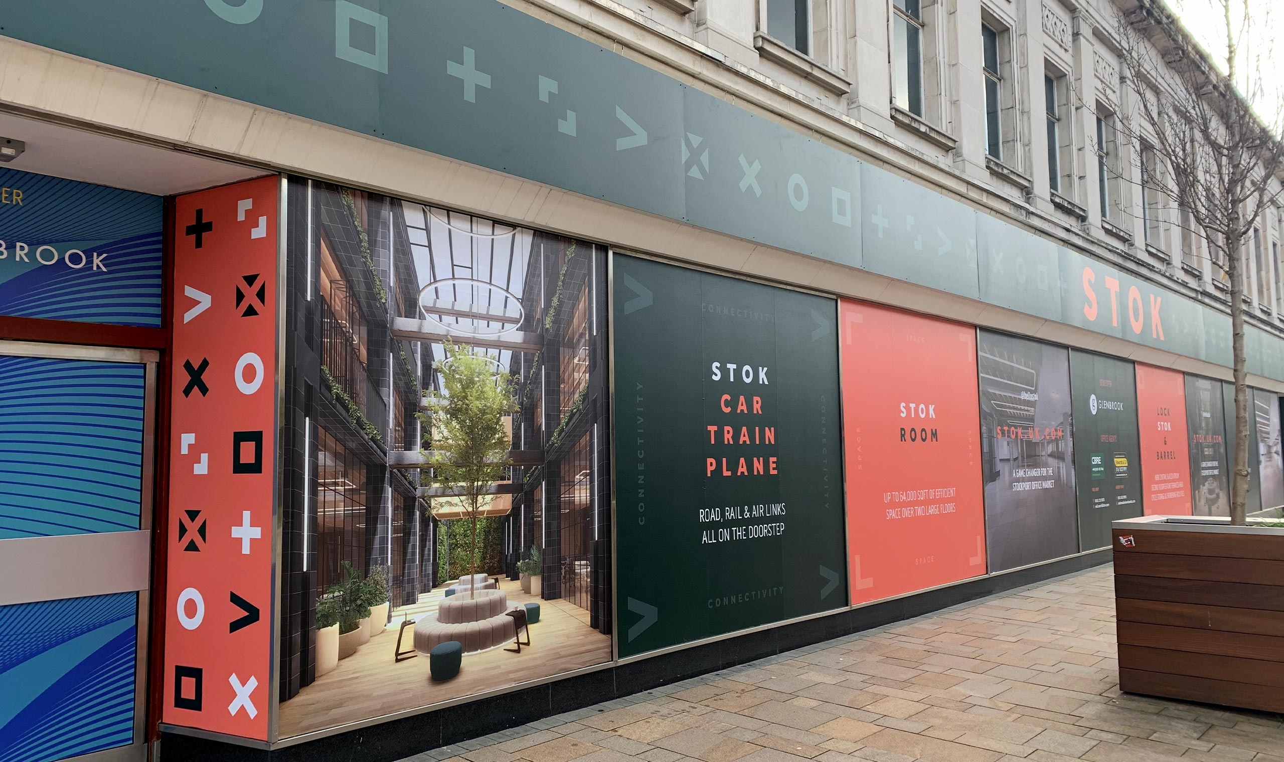 STOK Stockport Manchester branding hoardings