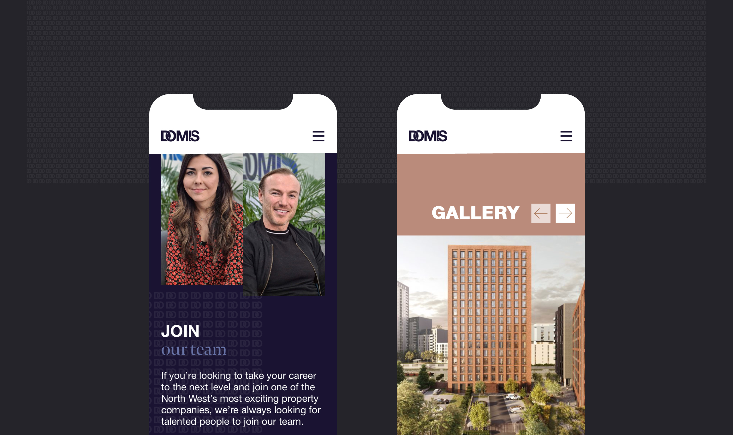 Domis website viewed on mobile