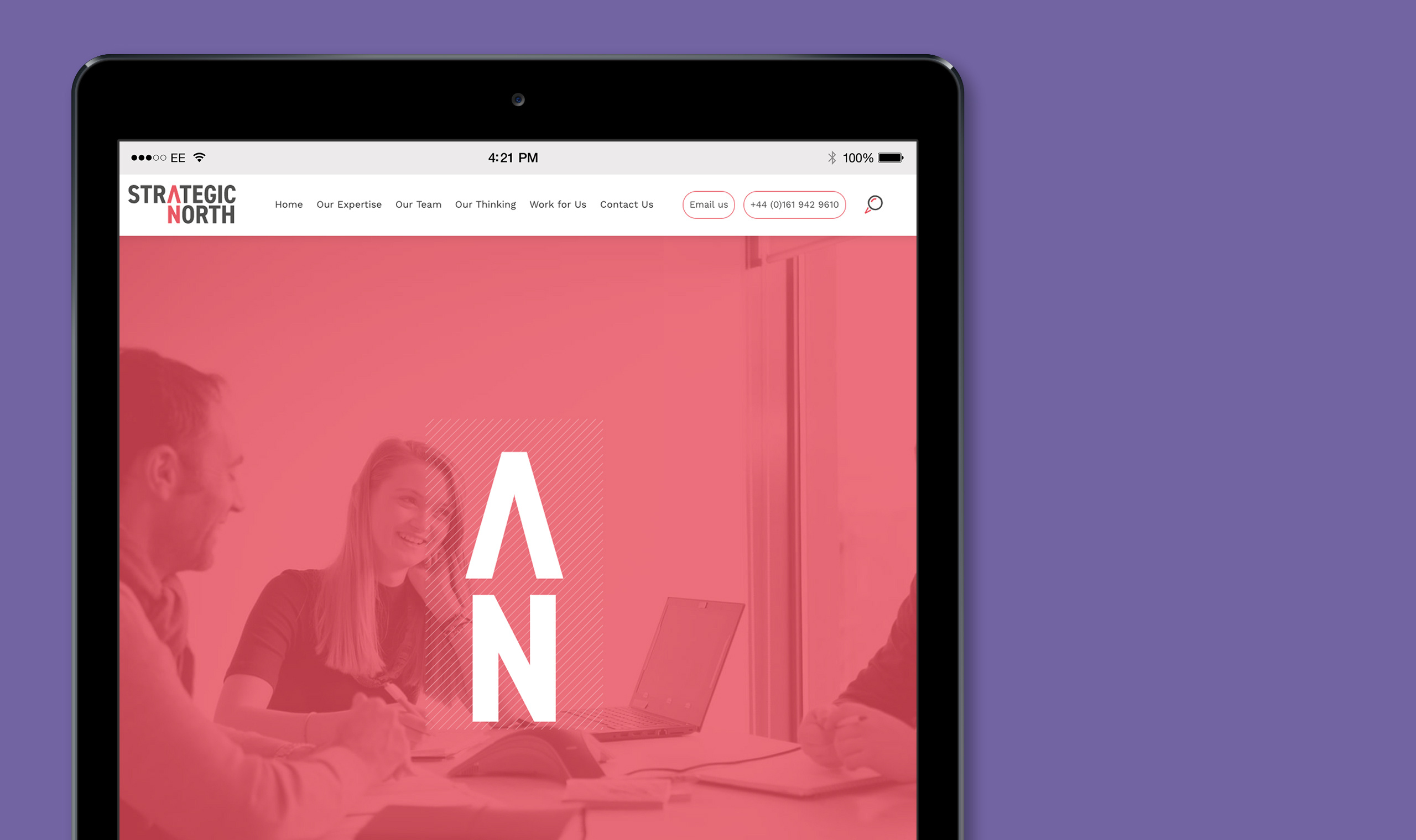 Homepage ipad website view